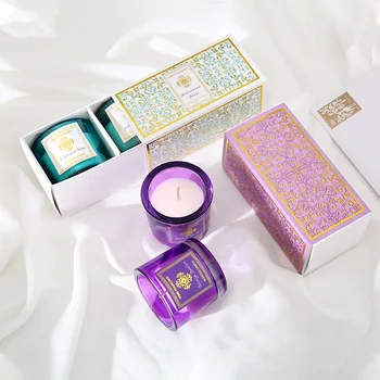

2pcs/box Natural Plant Essential Oil Scented Candle Gift Box Smokeless soy candle Romantic Scented Candle for Valentine Day