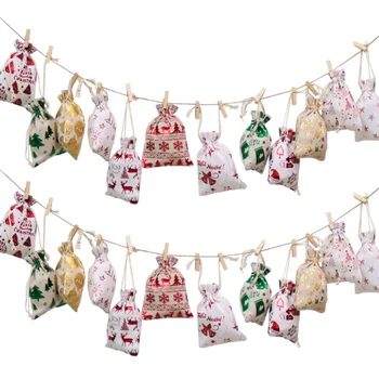 

1 Set Xmas Gift Bag Nice Fine Chic Ornament Drawstring Bag Gift Cotton Bag