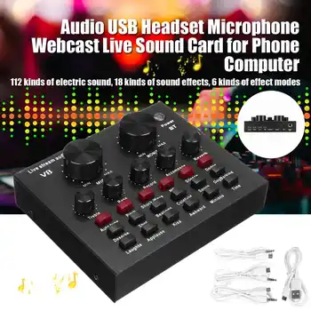 

V8 Audio USB External Sound Card Headset Microphone Webcast Personal Entertainment Streamer Live Broadcast for PC Phone Computer