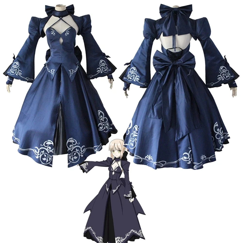 Fate Stay Night Sabre Altera Arturia Pendragon Costume Cosplay Donna Anime Fgo Zero Fate Abito Da Sposa Gotico Nero Lolita
