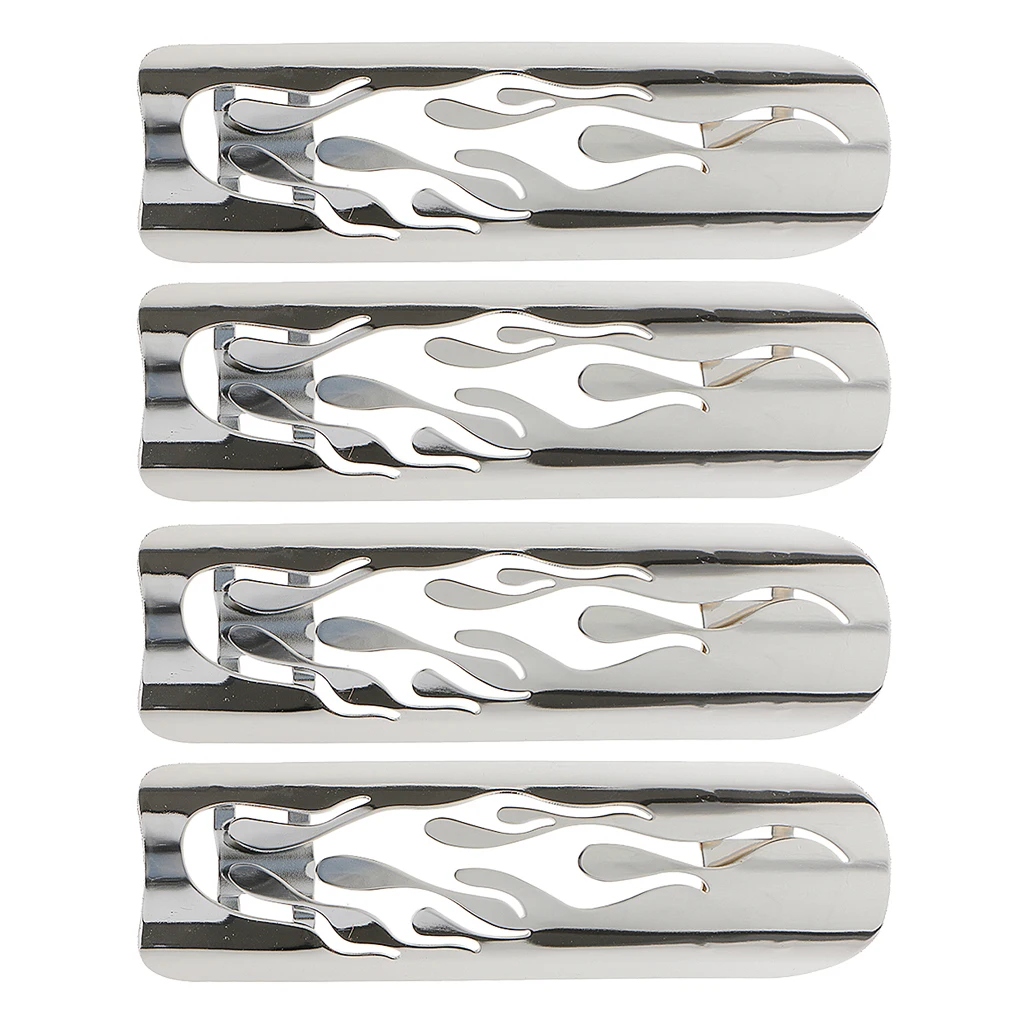 4 Pierced Flame Exhaust Pipe Heat Shield Cover Guard For Harley Cruise White
