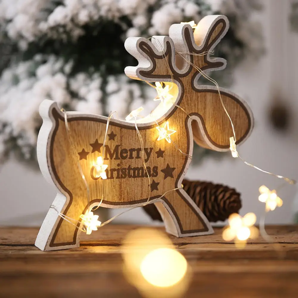 

TPFOCUS Natural Wood Grain Printing Christmas Tree Ornament Elk Ornament Christmas Decoration for Home Kids Toy Gift New Year