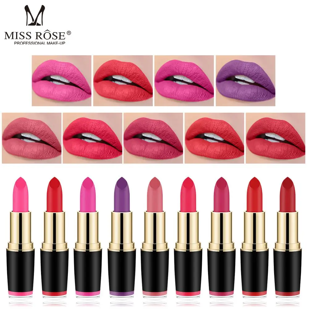 Miss Rose Matte Lipstick Sexy Color Easy To Wear Long-lasting Lip Gloss Waterproof Nude Tint Velvet Lipstick Makeup Lipstick