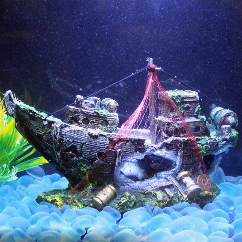 

Resin Submarine Sunk Ship Wreck Aquarium Fish Tank Ornaments Sailing Boat Destroyer Pirate Ship Aquarium Seabed Shipwreck Decor