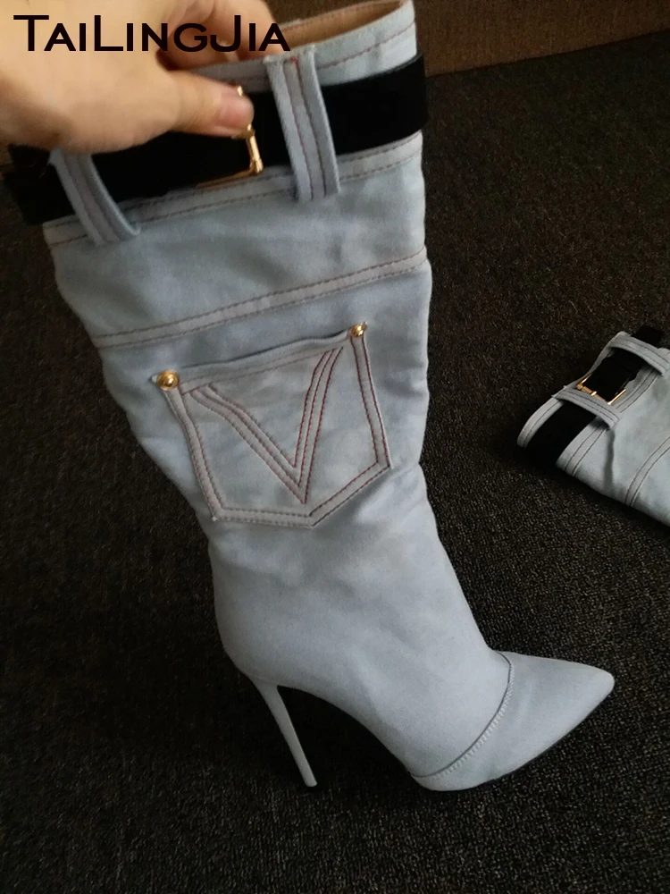 ladies denim boots