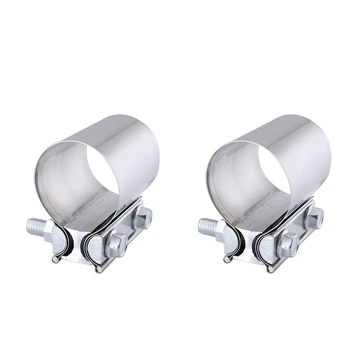 

2Pcs 3.0 Inch Butt Joint Exhaust Band Clamp Sleeve Stainless Steel Clamp Pipe