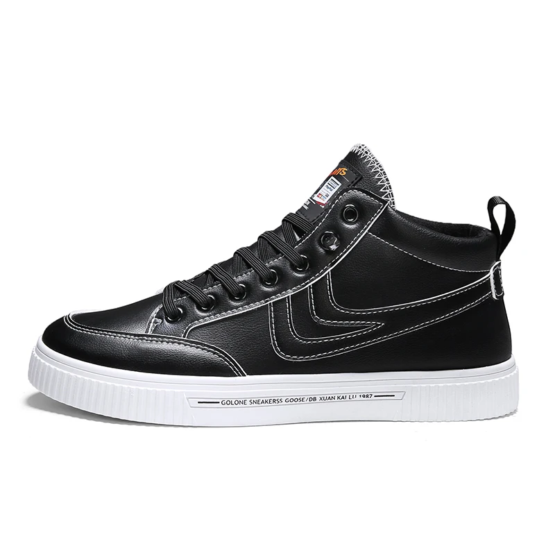 R006 White Shoes VESONAL/Новинка года; Осенняя обувь с высоким берцем для мужчин и взрослых; удобная мужская повседневная модная трендовая Обувь На Шнуровке; обувь для скейтборда - Цвет: R006 White Shoes