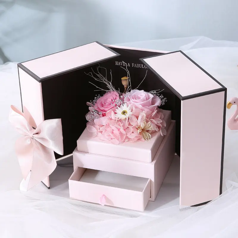 

Wrapping Gift Case Gift Box Foldable Flower Box Living Room Wedding Portable Beautiful jewelry box With the bag