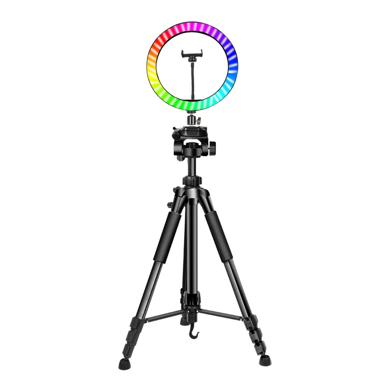 Lightweight Mobile Phone Stand Camera Tripod with Ring Light Selfie Stick Remote Control Phone Clip for Video Studio Photo