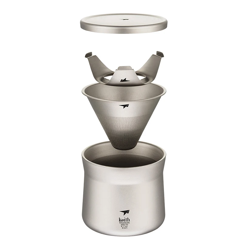 Keith Pure titanium кофейная чашка ручной кофейник титановая чайная чашка набор с титановым фильтром Воронка легкая 108 г 220 мл Ti3911