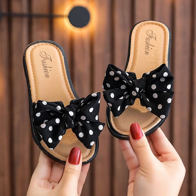 Baby Kids Girls Summer Beach Papoċċi, Toddlers Dots Bow Open Toe 2