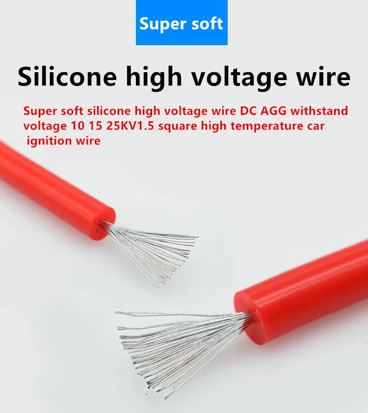 fio de ignição automotivo estanhado do núcleo de cobre fio de alta tensão awg silicone