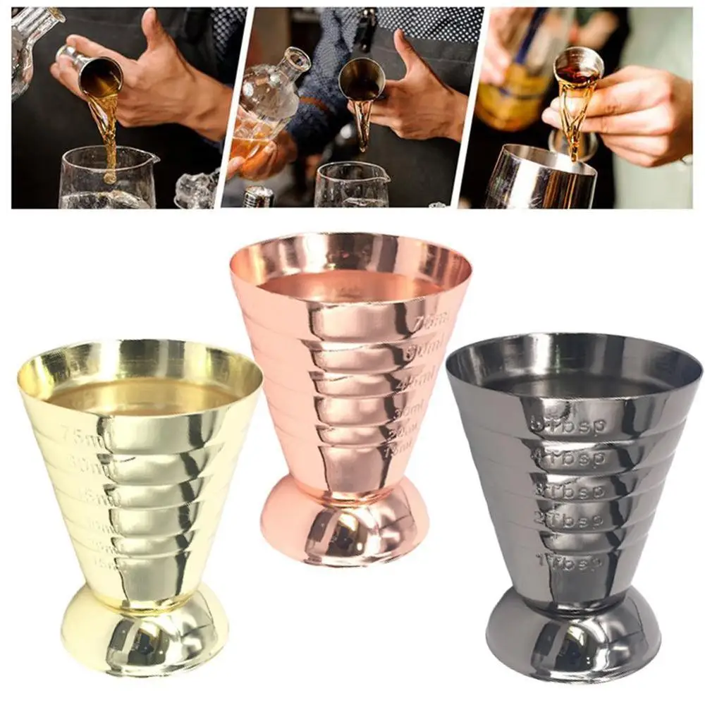 Bar Cocktail Jigger Three Scales Coffee Measuring Jigger Magic Jigger Stainless Steel Practical Measure Jigger Bar Tool