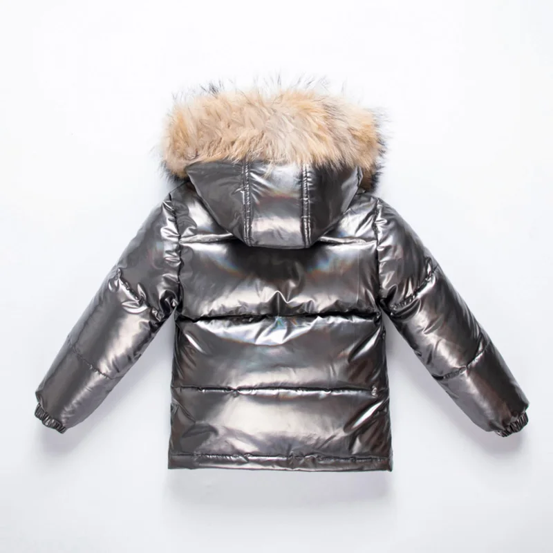 Children's Down Coat Parka 2-16Y Boys Girls Warm Down Cold Jacket White Duck-30 Degree Winter Ski Suit Natural Fur Collar