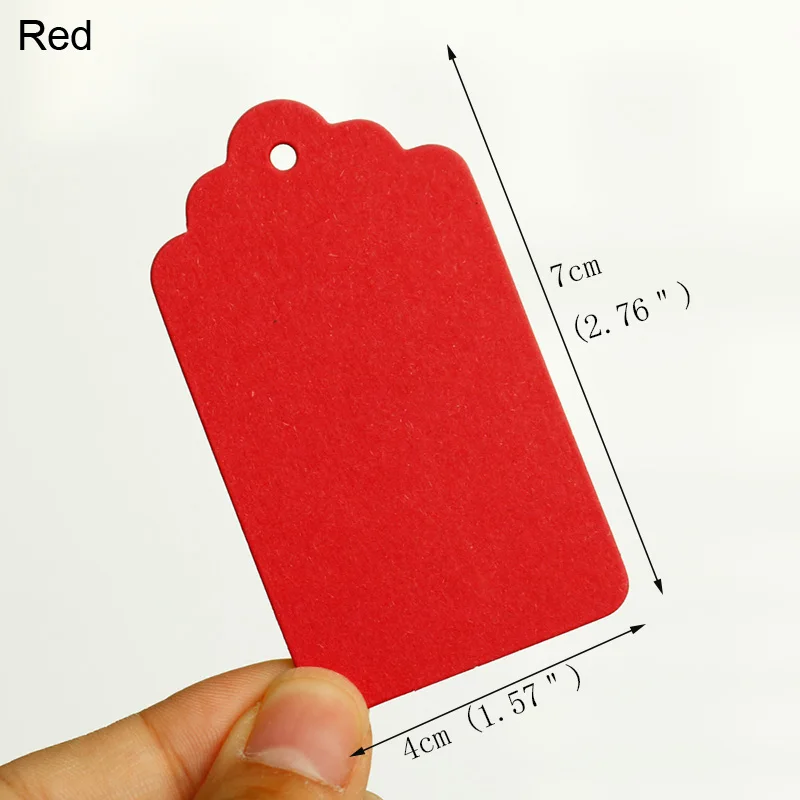 red 100 шт креативные канцелярские Закладки Красочные бумажные бирки для подарков Свадебные украшения Пригласительные открытки Висячие бирки ремесленные этикетки - Цвет: red