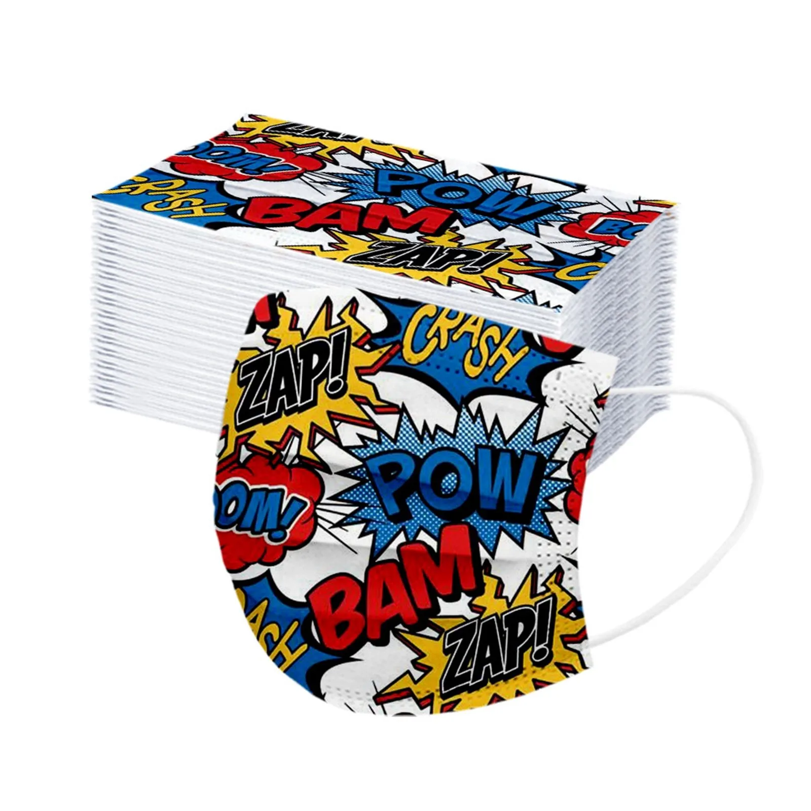 

50pc Disposable Kids Mask 3ply Childrens Graffiti Comic Print Face Mask Mondmasker Facemask Halloween Cosplay Mascarillas Masque