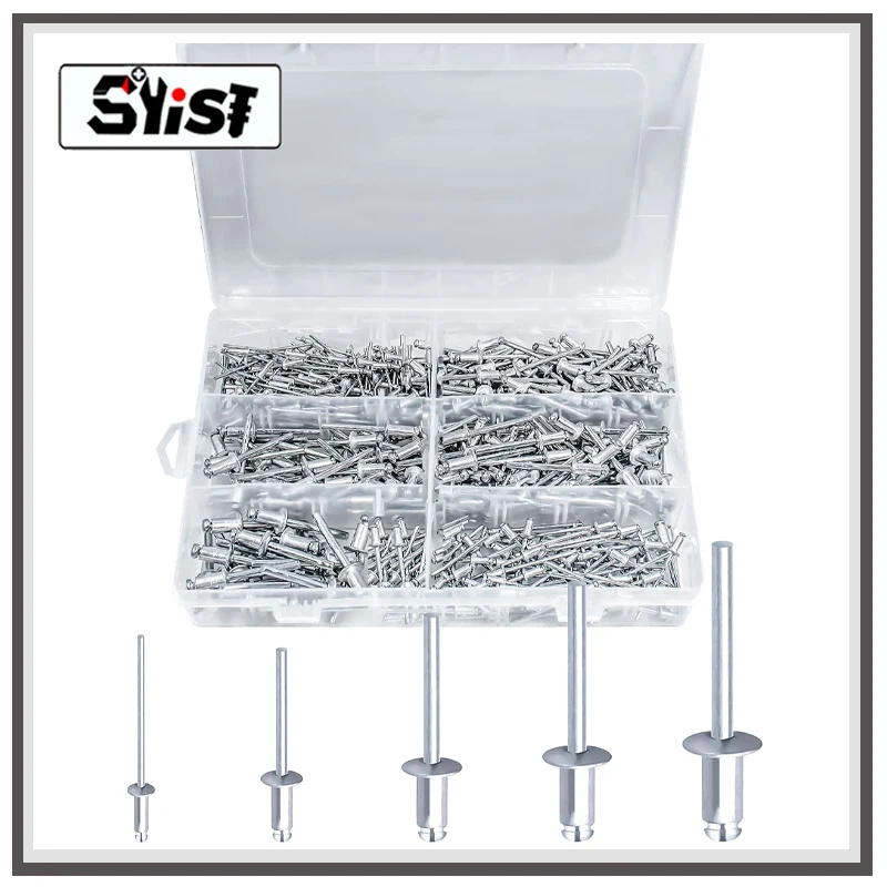 500 Pcs Aluminum Bind Rivets M3.2 M4 M5 Pop Rivets Assortment Aluminum Rivets Metal Rivets Pull