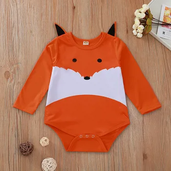 

Cartoon Animal Fox Newborn Bodysuit Kids Orange Outfit Long Sleeve Bodysuit Baby Boy Girl Clothes Neutral Baby Clothes