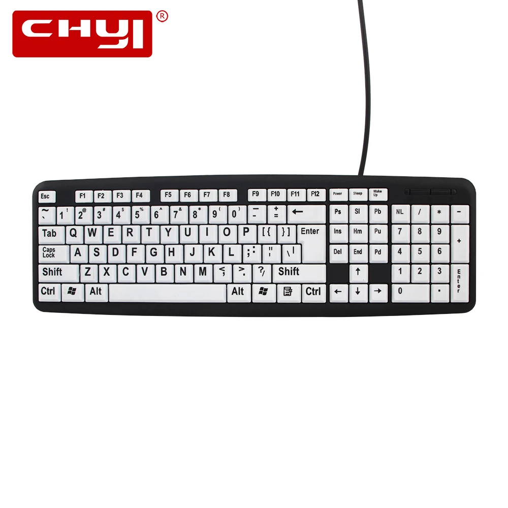 Chyi Wired Usb Ergonomic Computer Gaming Keyboard Waterproof Large Kaycap For The Elderly Pc Game Numeric Keypads For Laptop Mac Keyboards Aliexpress