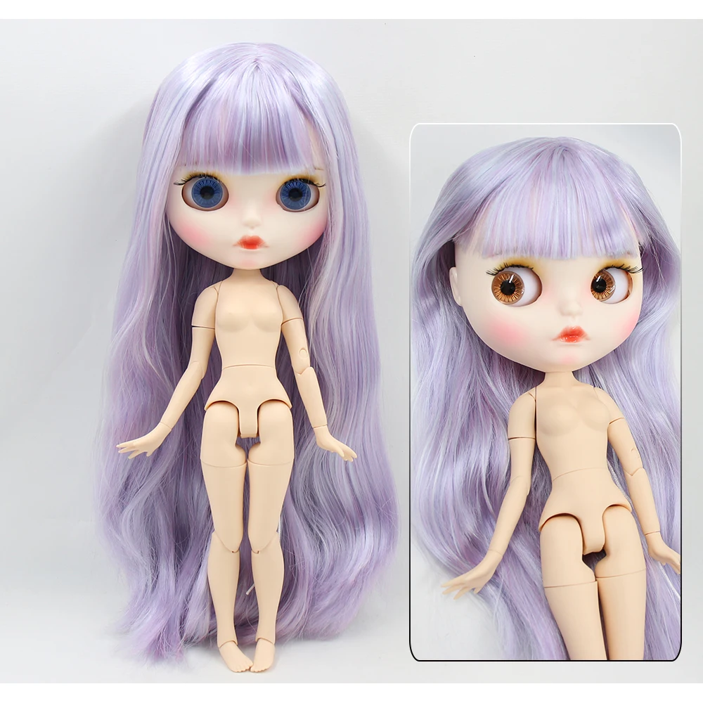 Neo Blythe Doll with Purple Hair, White Skin, Matte Pouty Face & Custom Jointed Body 1