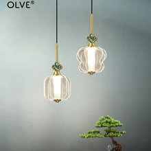 

Light Luxury All Copper Glass Pendant Light Shell Enamel Color Optical Light Guide Plate Living Room Bedroom Dining LED Lights