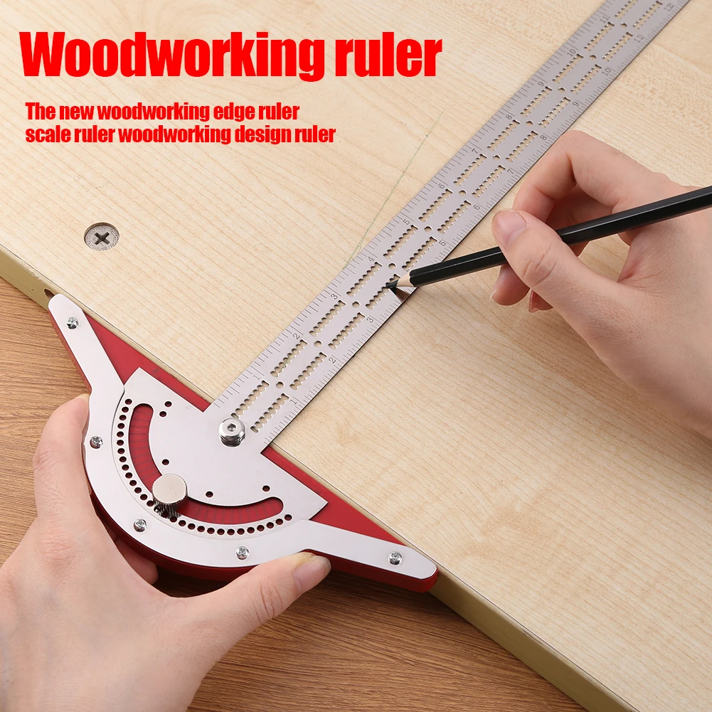 Size : 10inches T-Shaped Adjustable Caliper Protractor Measuring Scribing Tool Metal Woodworking Edge Ruler