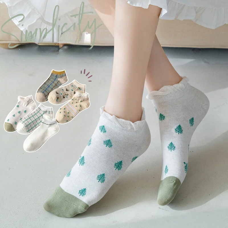 2 пары модных освежающих женских носков милые носки с оборками в клетку белые