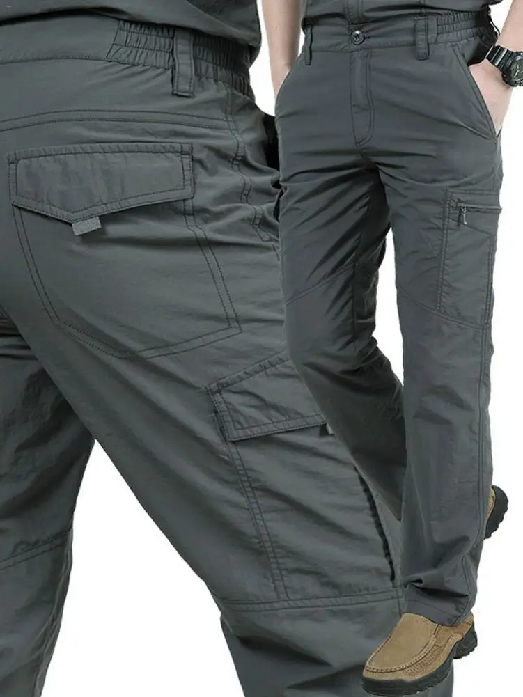 Men's Thin Pants Cargo Work Army Breathable Waterproof Quick Dry Men Pants Casual Summer Trousers Military Style Tactical Pants