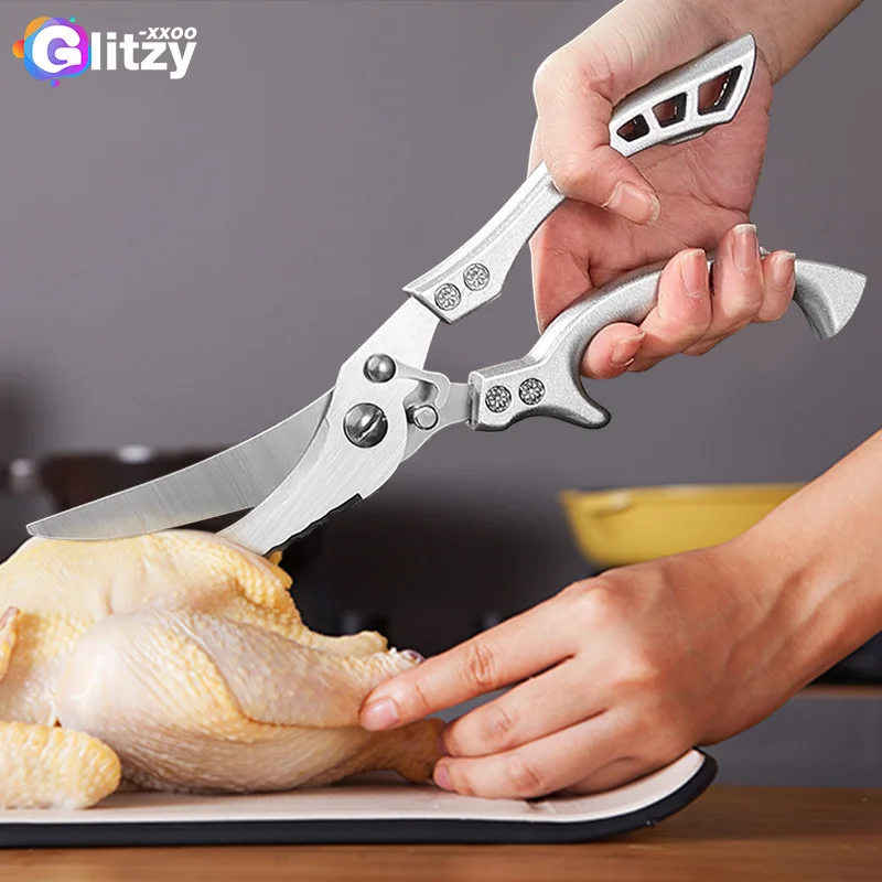 Multifunctional kitchen scissors magnetic suction bone shears automatic  rebound chicken bone scissors home kitchen food scissors - AliExpress