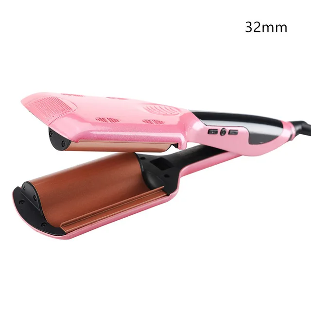 HSIPRO 26/32 мм Диаметр бигуди для волос с уникальными тремя трубками керамическое глазурное покрытие светодиодный дисплей регулировка температуры - Цвет: 32mm Pink
