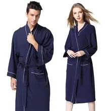 1 шт., пижамы для мужчин и женщин, свободный хлопковый Халат, одноцветные пижамы для мужчин и женщин, хлопковый Халат, халат, ночная рубашка