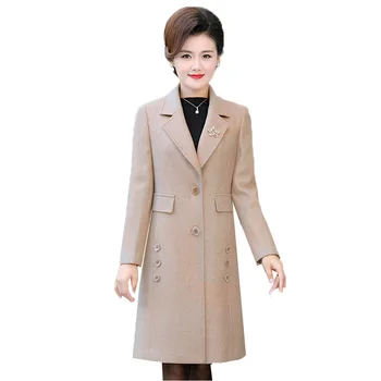 

Women Jacket 2019 Autumn Winter Woolen Jacket Middle-aged Mother Clothing Fashion Loose Woolen Coat Plus Size Women Outerwear4XL