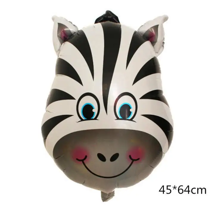 Ten Zebra head Воздушные шарики в форме животных 10 шт. сафари для вечеринки джунгли вечерние гелиевые воздушный шар из фольги Дети День рождения украшения балон комплект - Цвет: Ten Zebra head