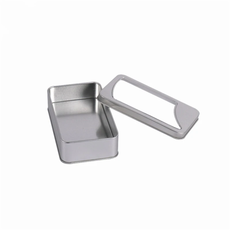 

Design Clear Window Lid Tin Storage Box 135*80*35mm Metal Storage Box Tin Organizer Container For Key Coin Food Gift Tin Case