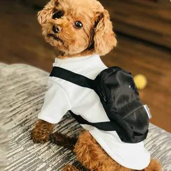 

Pet sports backpack section fluffy thick clothes dog bag pet round neck sweater cat black bag can hold items cute tide clothes