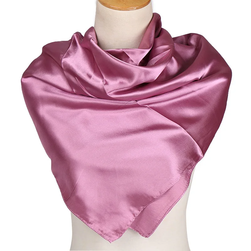90*90 см шелк смесь квадратные шарфы однотонный цвет хиджаб шарф Исламская одежда тюрбан для женщин мусульманский головной убор шали и обертывания
