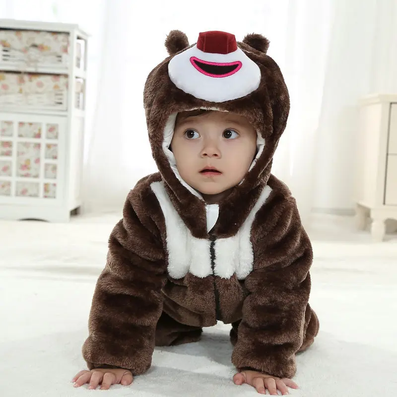 Dark Bear Детские Зимняя Одежда для мальчиков и девочек детский комбинезон ребенок прогулочная одежда для детей с рисунками животных из мультфильмов; домашняя одежда для детей город одежда костюм на Хэллоуин - Цвет: Dark Bear