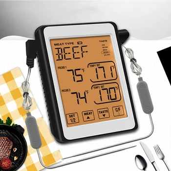 

Electronic Touchsn Barbecue Food Thermometer Dual Probe Orange Sn ligent Alarm Meat Thermometer