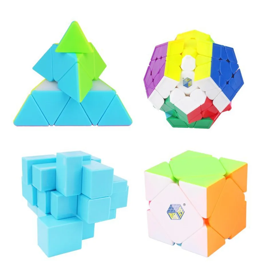 YuXin ZhiSheng Skew+ Пирамида+ зеркало+ Megaminx 4 шт. набор волшебный куб Подарочная коробка головоломка игрушки для детей Детская Подарочная игрушка