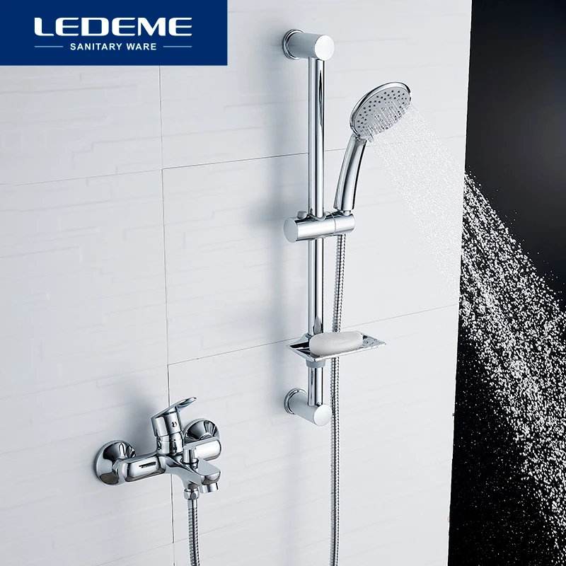 LEDEME Faucet for Bathroom Sinks Bathtub Shower Bracket Single Cold and Hot Water Taps Chrome Shower Faucets set Tap L9030