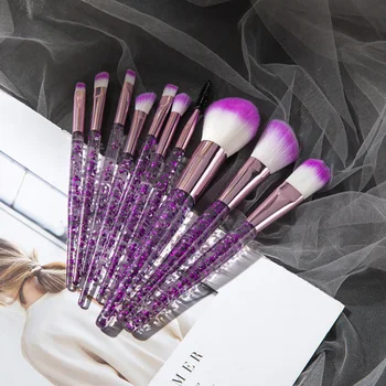 NEW 10pcs Colorful Makeup Brush Set Glitter Shinny Crystal Foundation Blending Power Cosmetic Beauty Make Up Tool Set 3
