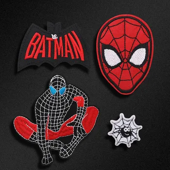 

Spiderman Patch For Clothing Batman Stickers Clothes Bags Shoes Badges Patches Embroidered Iron on Sew-On Cute spider Garment