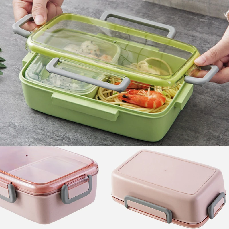 Leak-Proof Food Container For Kids Lunch Box 1PC Bento Box Portable Independent High Quality Microwave Lattice Bento Lunch Box