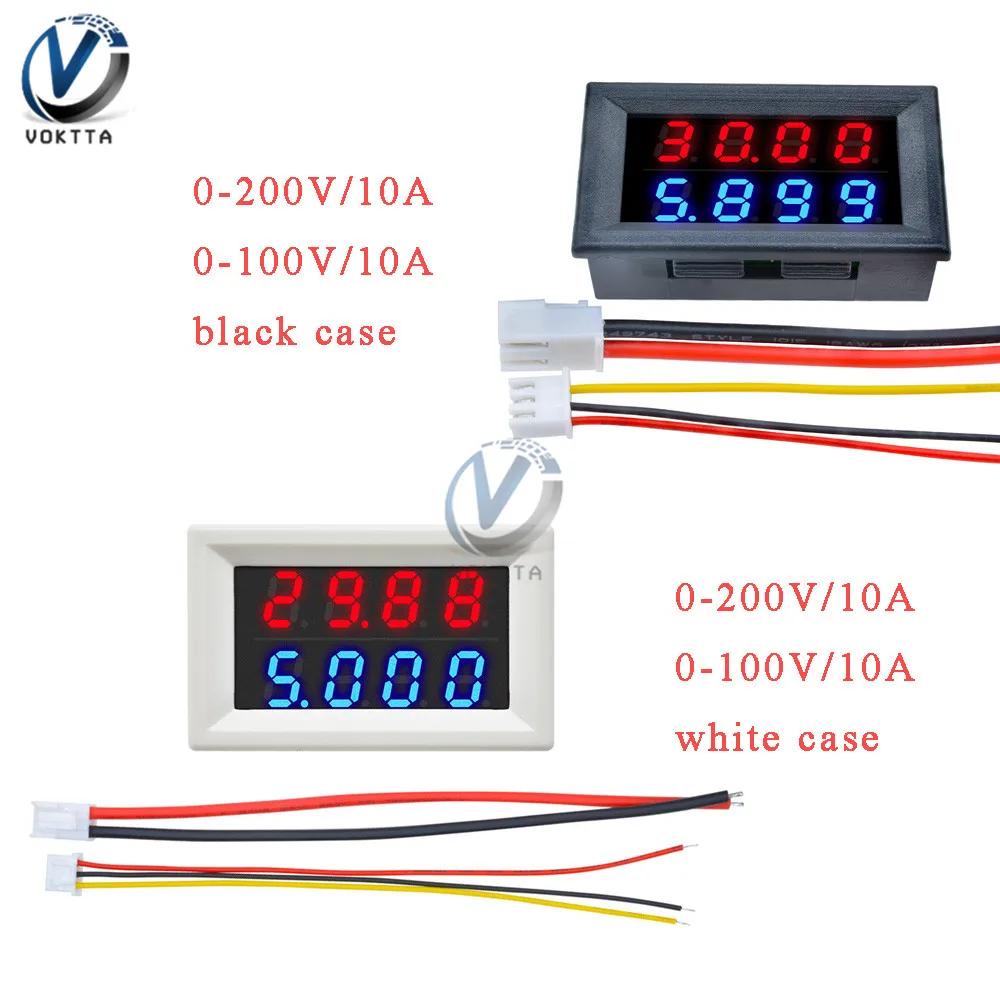 DC 100V 200V 10A мини Двойной цифровой вольтметр амперметр измеритель напряжения тока