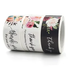 

Floral Thank You Sticker for Supporting My Small Business 120pcs/roll 3 Colors Rectangle Shaped Scrapbooking Stationery Stickers