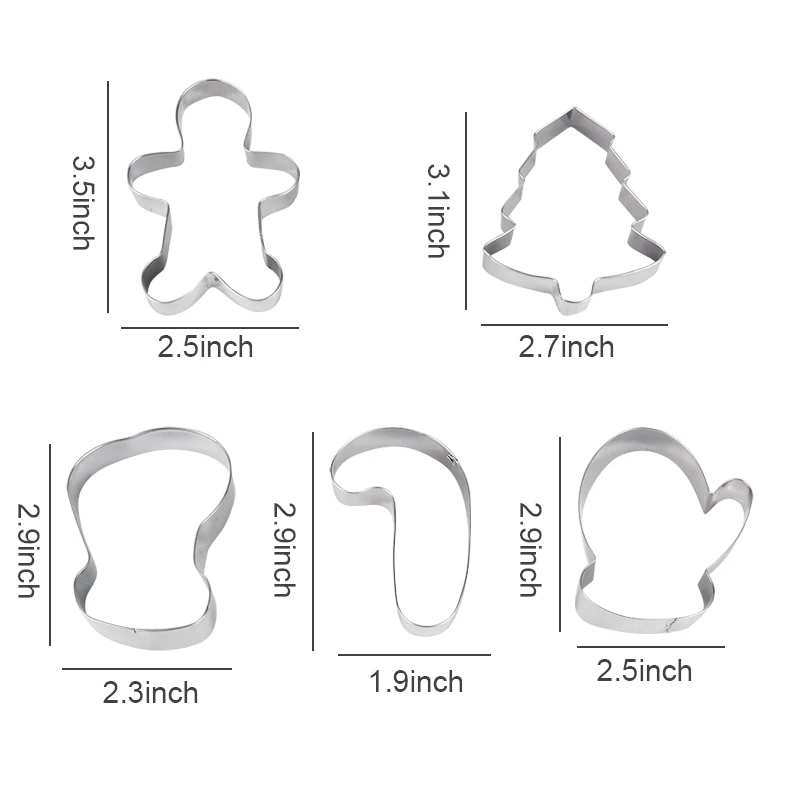 5pcs Christmas Kitchen Deco Cookie Cutter Tools Gingerbread tree Shaped Xmas Biscuit Mold Christams Cake Decorating navidad gift
