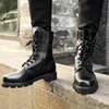Unisex Steel Toe Shoes Men Leather Boots Warm Wool 36-46 Big Size Work Safety Boots Men Winter Shoes Retro Military Combat Boots ► Photo 3/6