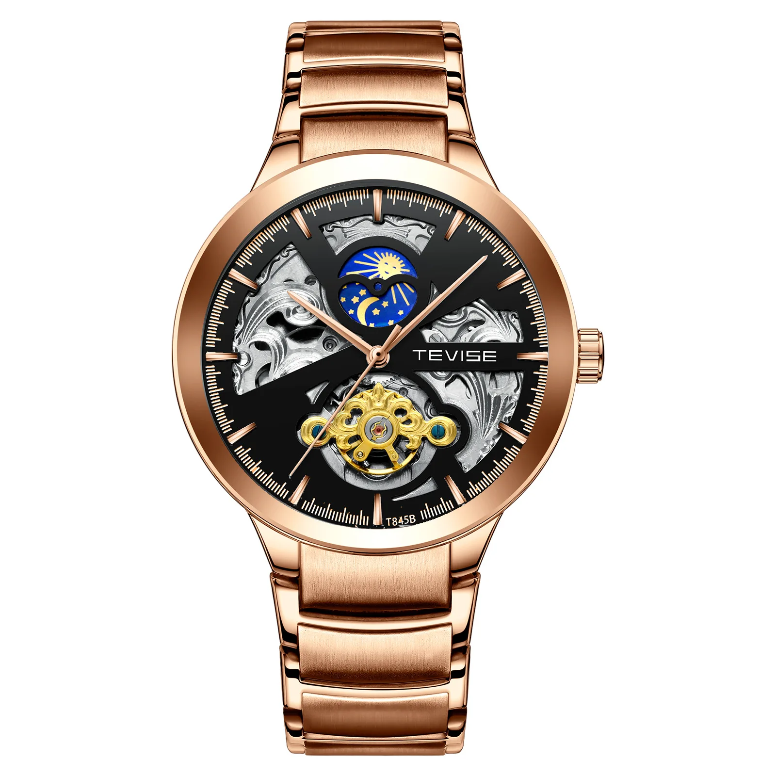 

Switzerland TEVISE Twiss Waterproof Business Calendar Watch All Machinery MEN'S Watch Fully Automatic Mechanical Wrist Watch