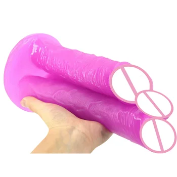 ROUGH BEAST Double Dildos Penetration Vagina and Anus Soft Skin Huge Anal Penis Sex Toys for Women Masturbation,Suction cup 4