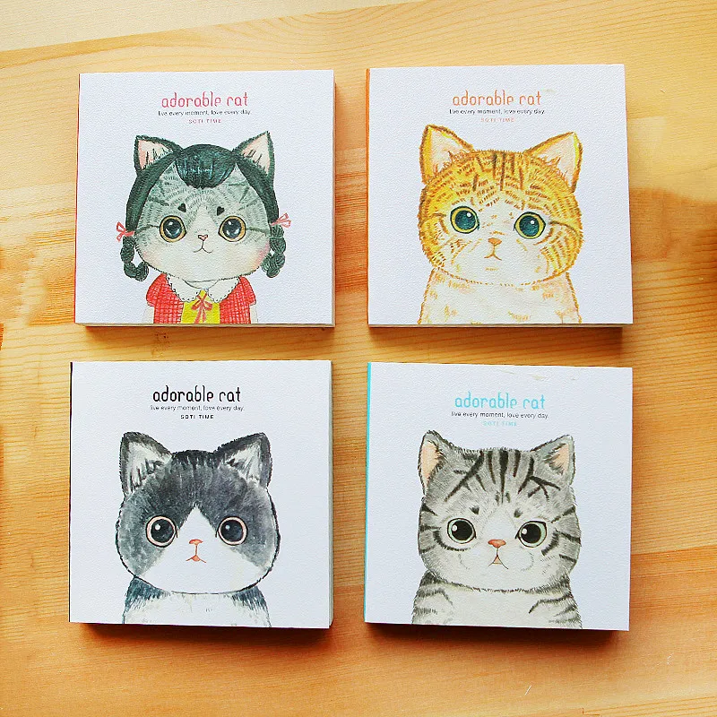 Creative Cartoon Graffiti Cute adorable cat notes Pocket mini diary notebook Student square hand memo pad Learning book journal